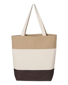 preview image of Q-Tees Q125900 Canvas Tri-Color Tote Bag