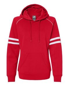 preview image of J. America 8645 Women's Varsity Fleece Piped Hooded Sweatshirt