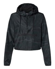 preview image of Independent Trading Co. EXP64CRP Women's Lightweight Quarter-Zip Pullover Crop Windbreaker