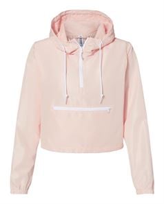 preview image of Independent Trading Co. EXP64CRP Women's Lightweight Quarter-Zip Pullover Crop Windbreaker