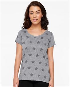 preview image of Code Five 3629 Women's Star Print Scoop Neck Tee