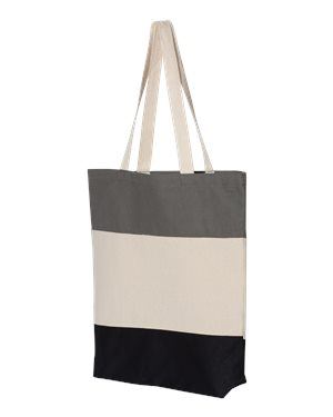 Q-Tees Q125900 Canvas Tri-Color Tote Bag