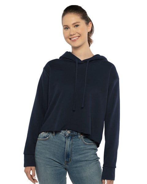 Next Level 9384 Women's Laguna Sueded Raw Edge Crop Hoodie