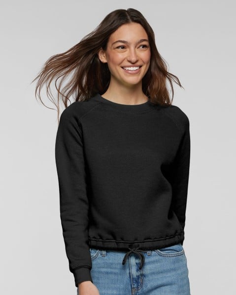 LAT 3528 Women s Relaxed 3 End Boxy Fleece Crewneck Sweatshirt