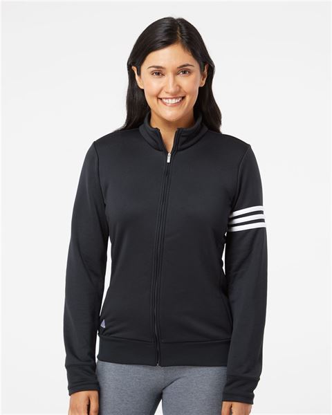 Adidas A191 Golf Women\'s ClimaLite 3-Stripes French Terry Full-Zip Jacket