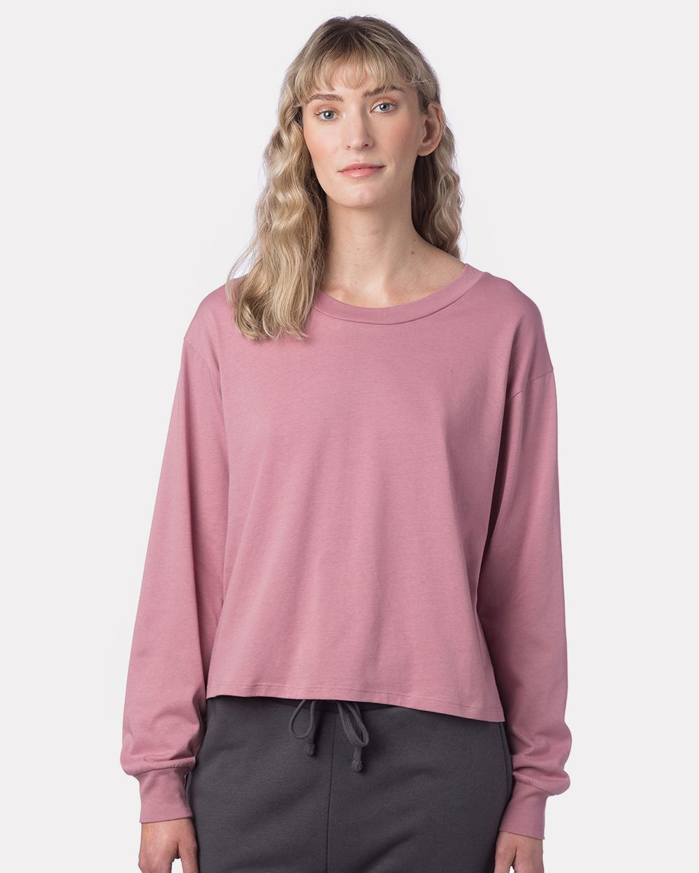 Alternative 1176 Women's Cotton Jersey Long Sleeve Crop Tee