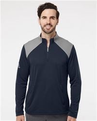 preview image of Adidas A532 Textured Mixed Media Quarter-Zip Pullover