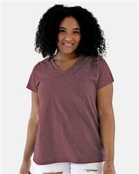 preview image of LAT 3817 Curvy Collection Women's Fine Jersey V-Neck Tee