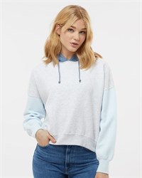 preview image of MV Sport W23716 Women's Sueded Fleece Colorblocked Crop Hooded Sweatshirt