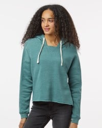 preview image of MV Sport W23101 Women's Angel Fleece Crop Hooded Sweatshirt