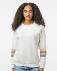 preview image of MV Sport W23152 Women's Striped Sleeves Crewneck Sweatshirt