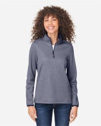 preview image of CORE365 CE73W Women's Venture Heathered Stripe Quarter-Zip Pullover