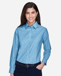preview image of Harriton M600SW Women's Stain-Release Short Sleeve Oxford Shirt