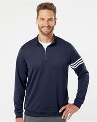 Adidas A190 Golf ClimaLite 3-Stripes French Terry Quarter-Zip Pullover