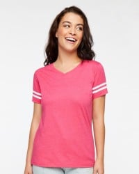 preview image of LAT 3537 Women's Football V-Neck Fine Jersey Tee