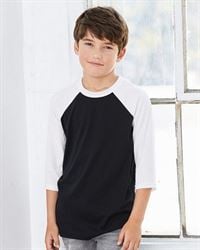 preview image of Bella + Canvas 3200Y Youth Three-Quarter Sleeve Baseball Tee