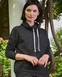 preview image of J. America 8673 Women's Melange Fleece Cowlneck Pullover