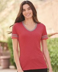 preview image of Jerzees 602WVR Triblend Women's V-Neck Varsity T-Shirt
