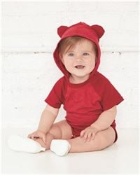 preview image of Rabbit Skins 4417 Fine Jersey Infant Short Sleeve Raglan Bodysuit with Hood & Ears