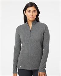 preview image of Adidas A464 Women's Heathered Quarter-Zip Pullover with Colorblocked Shoulders