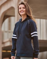 preview image of J. America 8645 Women's Varsity Fleece Piped Hooded Sweatshirt