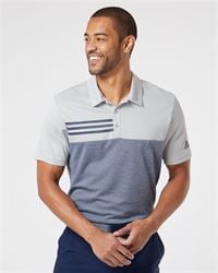 preview image of Adidas A508 Heathered Colorblock 3-Stripes Sport Shirt