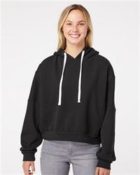 preview image of MV Sport W21751 Women's Sueded Fleece Crop Hooded Sweatshirt