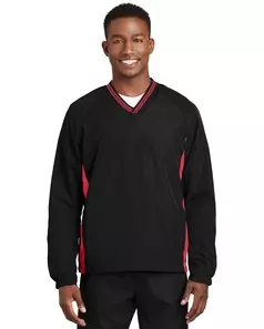 preview image of Sport-Tek   Tipped V-Neck Raglan Wind Shirt. JST62