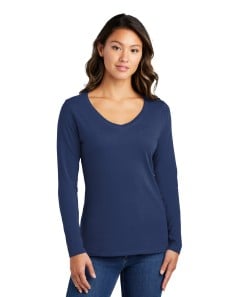 preview image of Port & Company LPC450VLS Women's Long Sleeve Fan Favorite V-Neck Tee