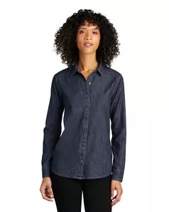 preview image of Port Authority LW676 Women's Long Sleeve Perfect Denim Shirt