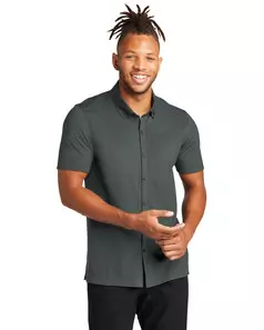 preview image of MM1006 Stretch Pique Full-Button Polo