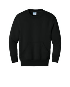 preview image of Port & Company Youth Core Fleece Crewneck Pocket Sweatshirt PC78YPKT