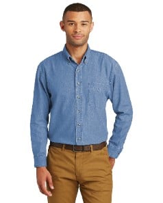 preview image of Port & Company - Long Sleeve Value Denim Shirt. SP10