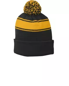 preview image of Sport-Tek   Stripe Pom Pom Beanie.  STC28