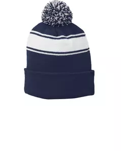 preview image of Sport-Tek   Stripe Pom Pom Beanie.  STC28