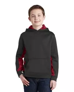 preview image of Sport-Tek   Youth Sport-Wick   CamoHex Fleece Colorblock Hooded Pullover.  YST239