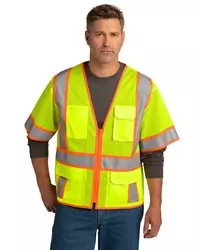 preview image of CornerStone    ANSI 107 Class 3 Surveyor Mesh Zippered Two-Tone Short Sleeve Vest. CSV106