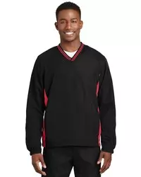 preview image of Sport-Tek   Tipped V-Neck Raglan Wind Shirt. JST62