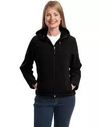 preview image of Port Authority   Women's Textured Hooded Soft Shell Jacket. L706