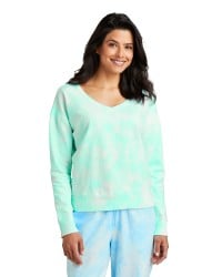 preview image of Port & Company   Women's Beach Wash   Cloud Tie-Dye V-Neck Sweatshirt LPC140V