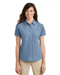 preview image of Port & Company   Women's Short Sleeve Value Denim Shirt.  LSP11