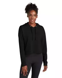 preview image of Sport-Tek    Women's PosiCharge    Tri-Blend Wicking Fleece Crop Hooded Pullover LST298