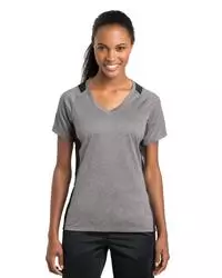 preview image of Sport-Tek   Women's Heather Colorblock Contender   V-Neck Tee. LST361