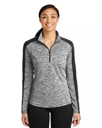 preview image of Sport-Tek   Women's PosiCharge   Electric Heather Colorblock 1/4-Zip Pullover. LST397