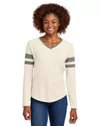 preview image of Sport-Tek   Women's Halftime Stripe Long Sleeve V-Neck Tee LST6043