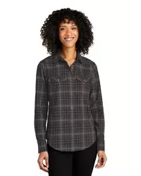 preview image of Port Authority   Women's Long Sleeve Ombre Plaid Shirt LW672