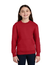 preview image of Port & Company Youth Core Fleece Crewneck Pocket Sweatshirt PC78YPKT