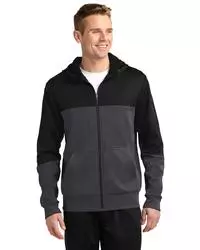 preview image of Sport-Tek   Tech Fleece Colorblock Full-Zip Hooded Jacket. ST245