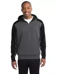 preview image of Sport-Tek    Tech Fleece Colorblock 1/4-Zip Hooded Sweatshirt. ST249