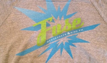 Halftone print made with wholesale tri-blend tshirt and discharge inks.